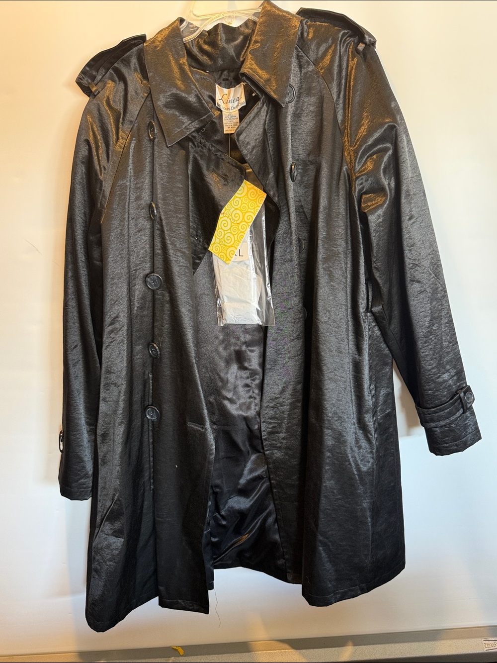 QVC Linea by Louis Dell'Olio Classic Black Women's Trench Coat Size: XL